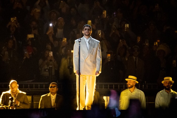 Bad Bunny performs on stage during the Debí Tirar Más Fotos world tour at Estadio GNP Seguros on December 11, 2025 in Mexico City, Mexico.