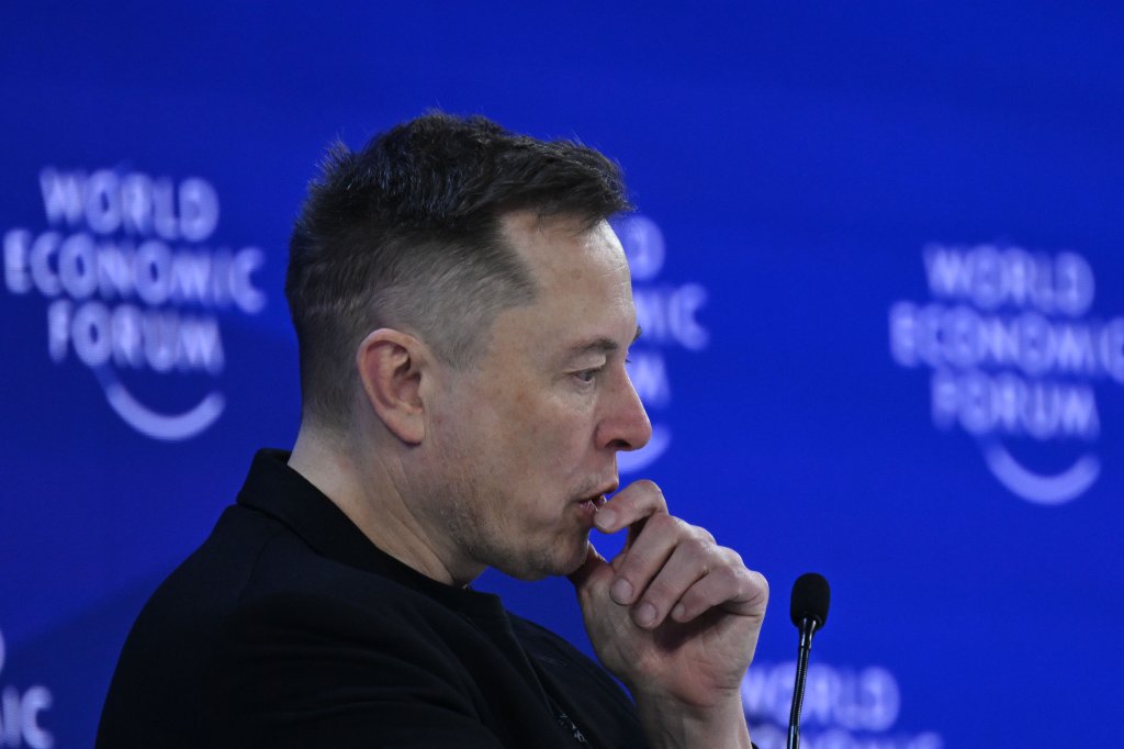 DAVOS, SWITZERLAND - JANUARY 22: Business person Elon Musk delivers a speech during the World Economic Forum Annual Meeting in Davos, Switzerland, on January 22, 2026. (Photo by Harun Ozalp/Anadolu via Getty Images)