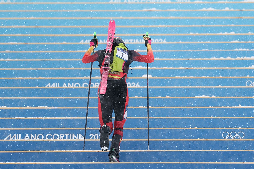 Athletes must hightail it up a section of stairs on one part of the course