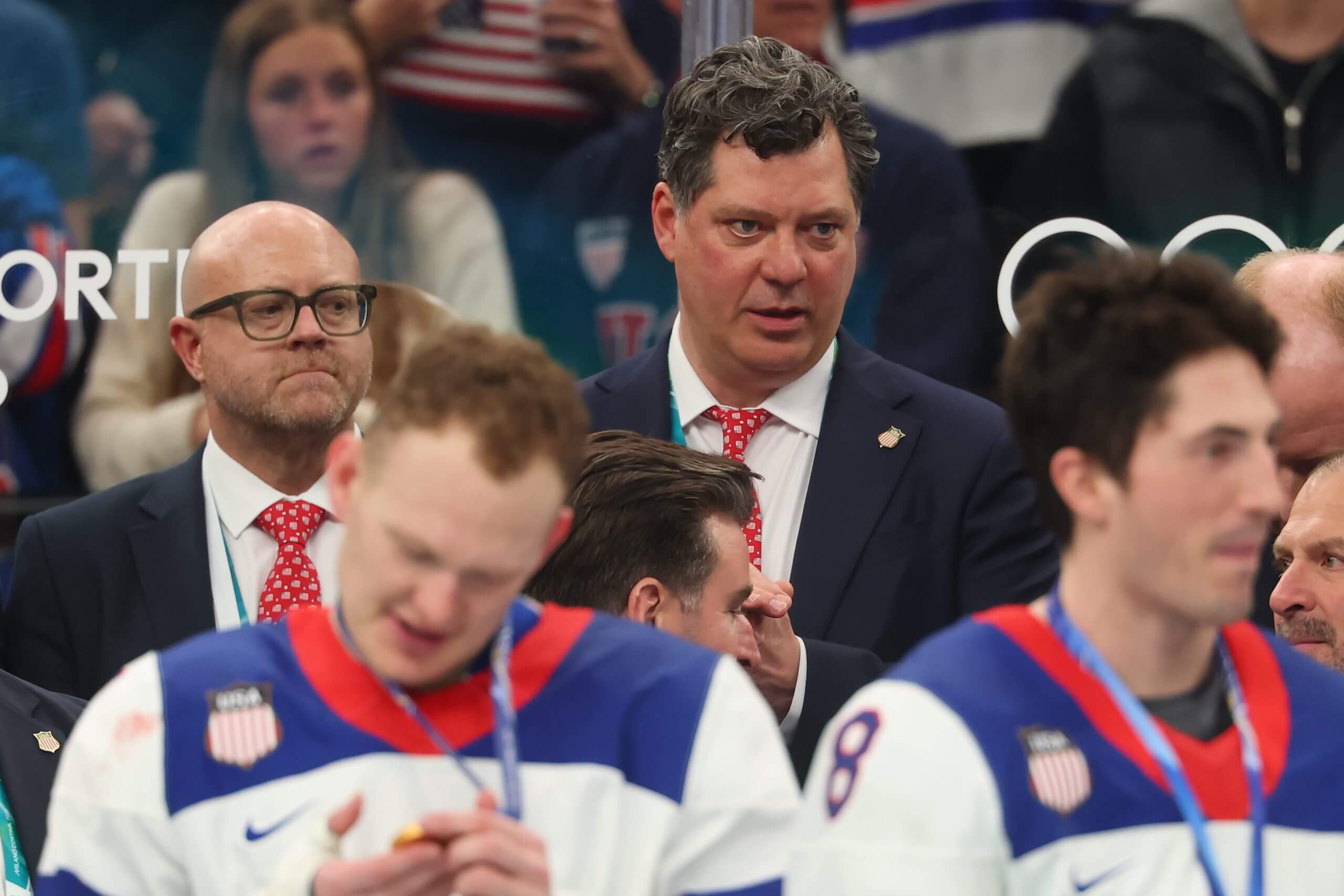 General Manager Bill Guerin of Team United States is seen during the medal ceremony following the Men's Gold Medal match between Canada and the United States on day 16 of the Milano Cortina 2026 Winter Olympic games at Milano Santagiulia Ice Hockey Arena on February 22, 2026 in Milan, Italy. 