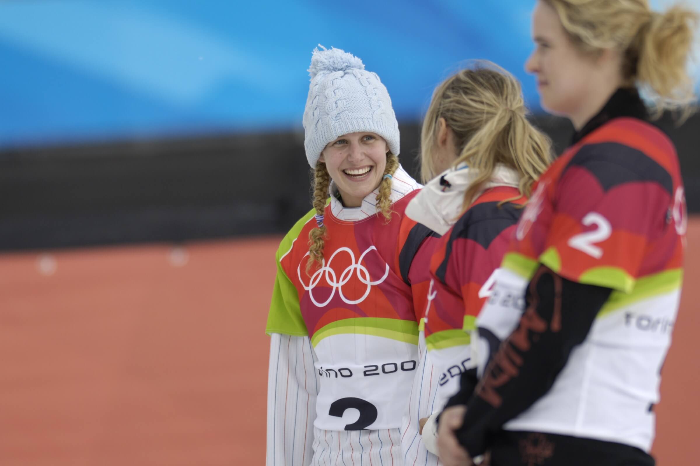 Snowboarders on the podium at the Olympic Games