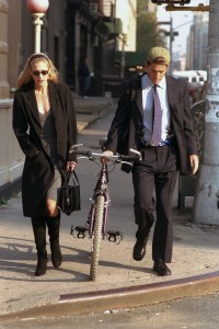 UNITED STATES - OCTOBER 23: Newlyweds John F Kennedy Jr. and Carolyn Bessette Kennedy walk along Varick St. (Photo by Jon Naso/NY Daily News Archive via Getty Images)