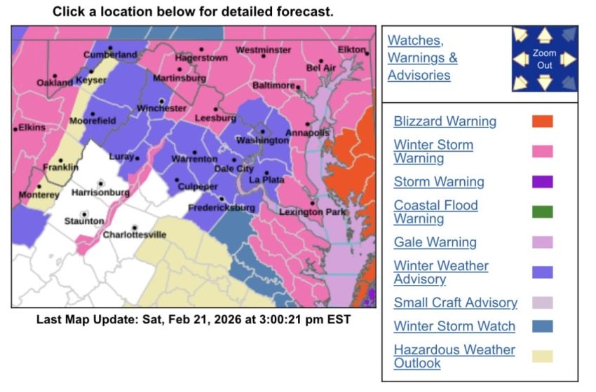  Winter Storm Warning and Advisory Issued Ahead of Sunday Night Snow