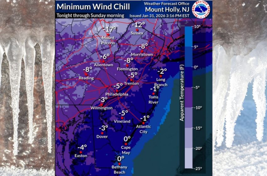  N.J. weather: Wind chills could hit -15 degrees overnight with up to 50 mph winds in forecast