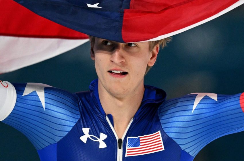  Jordan Stolz wins gold in men’s 500-meter speedskating with another Olympic record