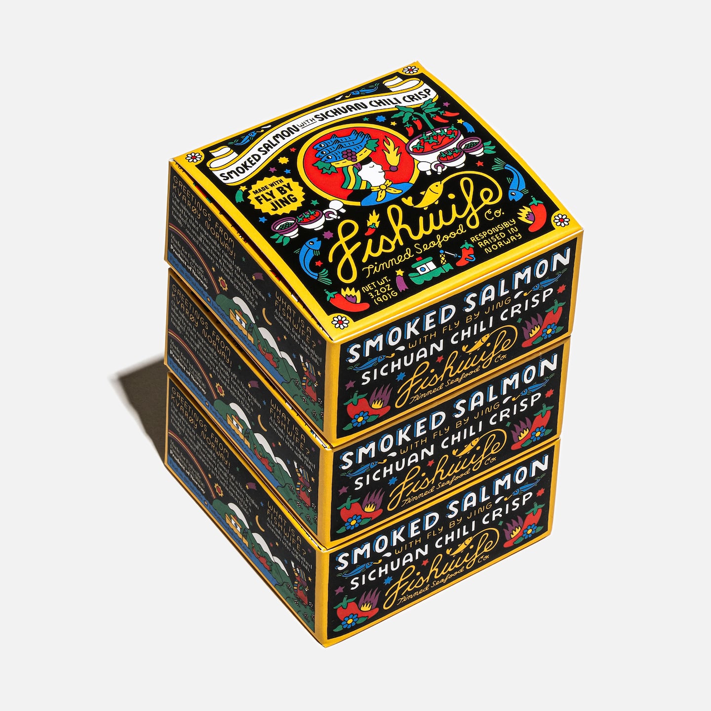 Fishwife Co. sells tinned fish and sardines in colorful packaging.