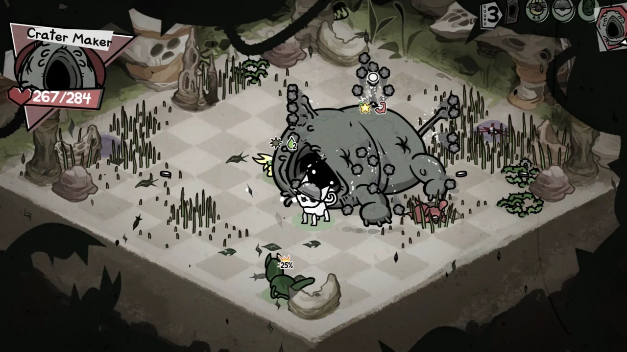 Isometric SRPG boss battle goodness in Mewgenics.