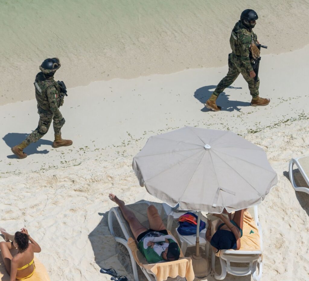 Military on Beach In cancun