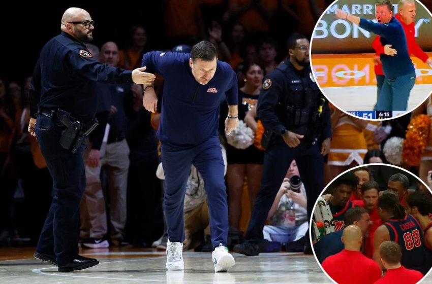  Ole Miss coach Chris Beard ejected in wild scene