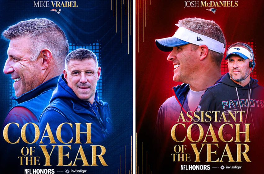  Patriots HC Mike Vrabel Named AP NFL Coach of the Year, OC Josh McDaniels Named Assistant Coach of the Year