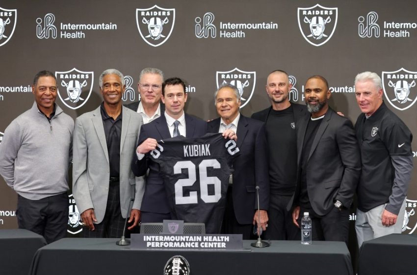  Raiders coach Klint Kubiak shown the way in part by Kyle Shanahan