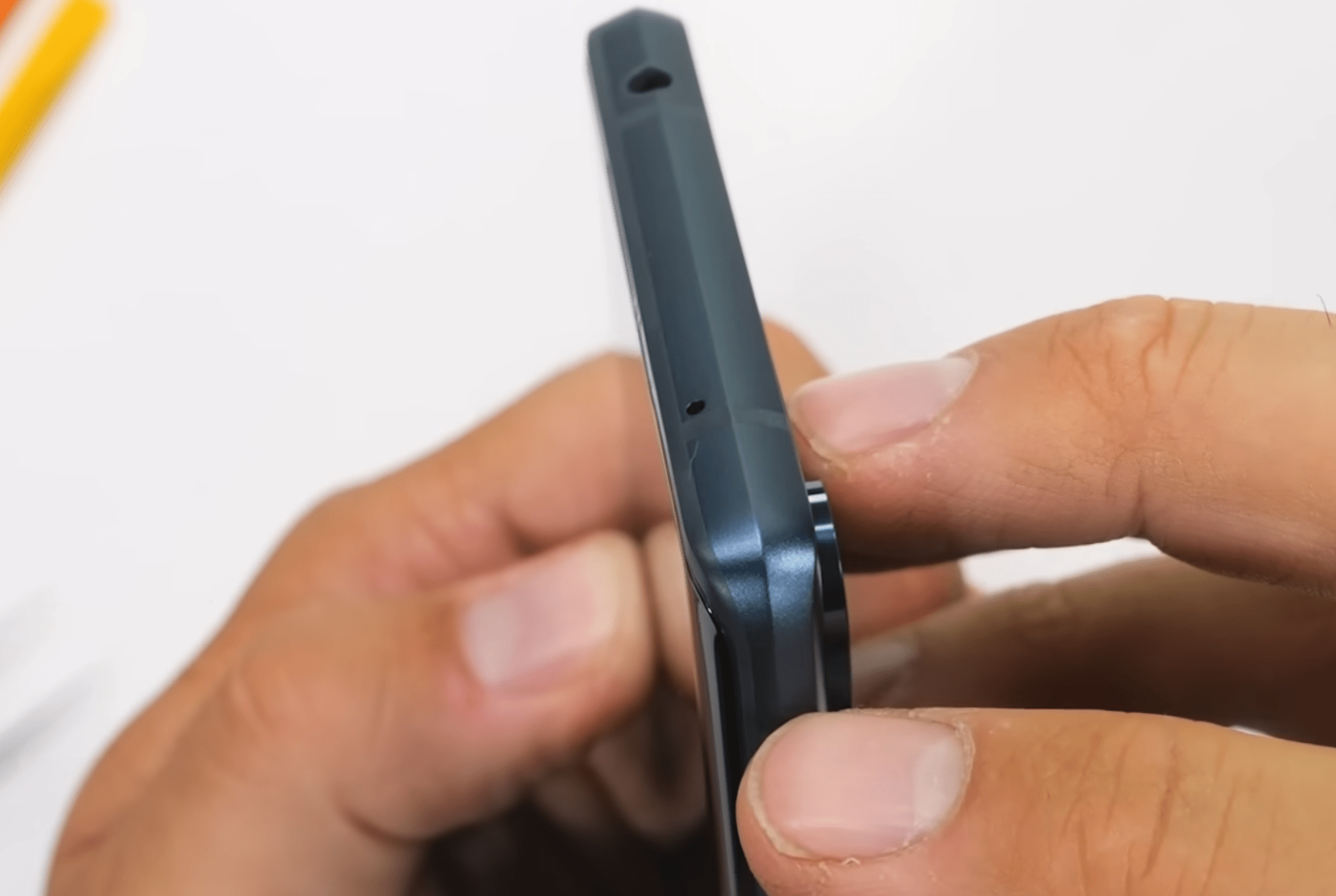 Screenshot of a video showing the angled edges of the HTC U24 Pro