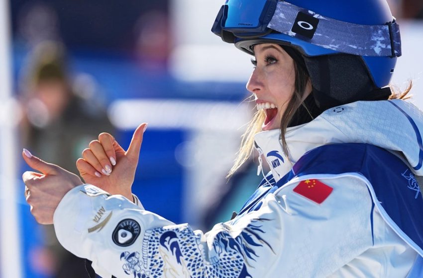  Skier Eileen Gu sports a personalized, detail-studded ski suit at Milano Cortina Olympics