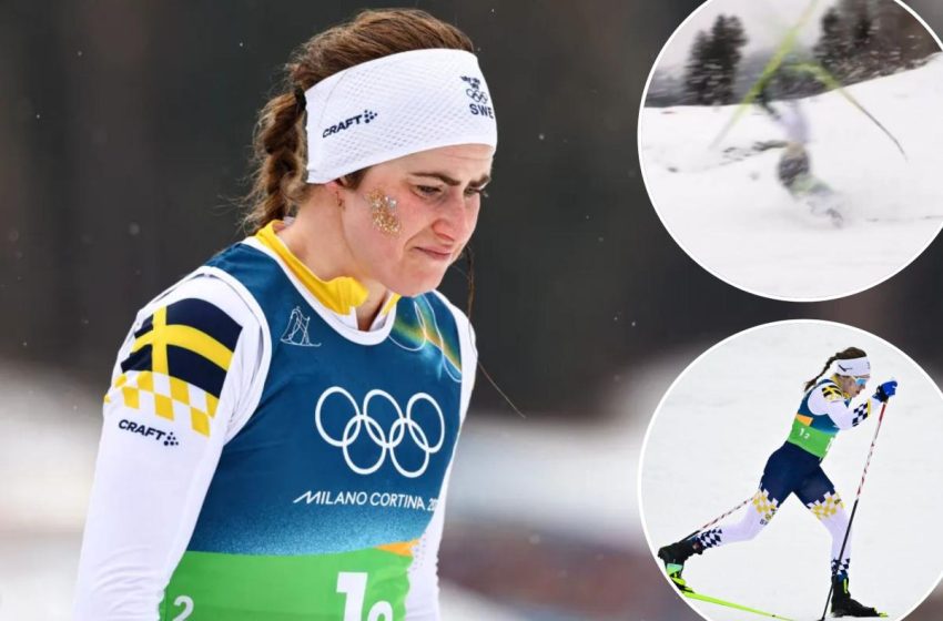  Swedish skier races with one ski after disastrous Olympic crash