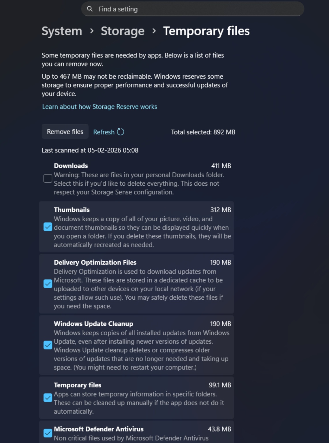 Windows Update cleanup feature