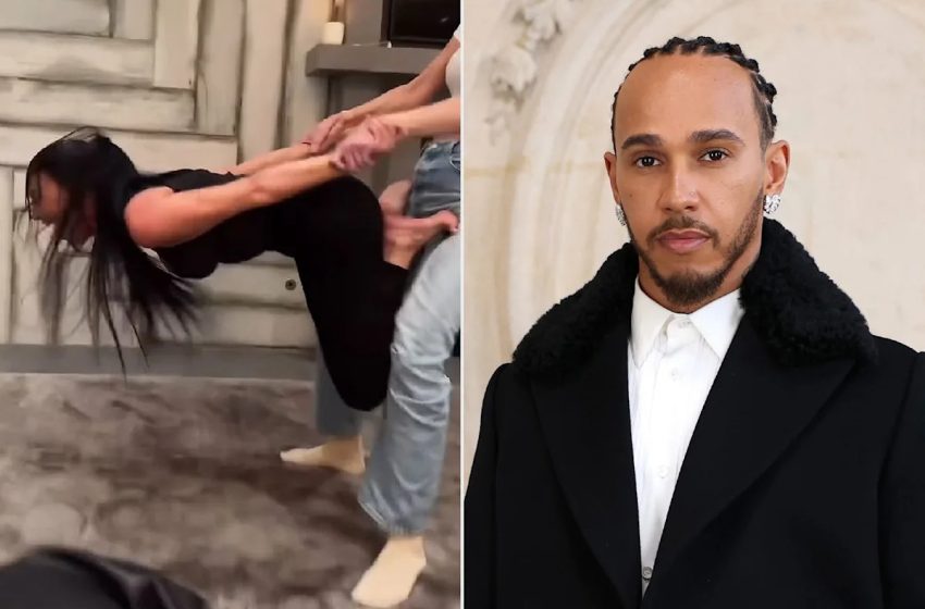  Kim Kardashian Appears to Be Cheered on by Lewis Hamilton as She Attempts ‘Titanic Challenge’ with Sisters Khloé and Kylie