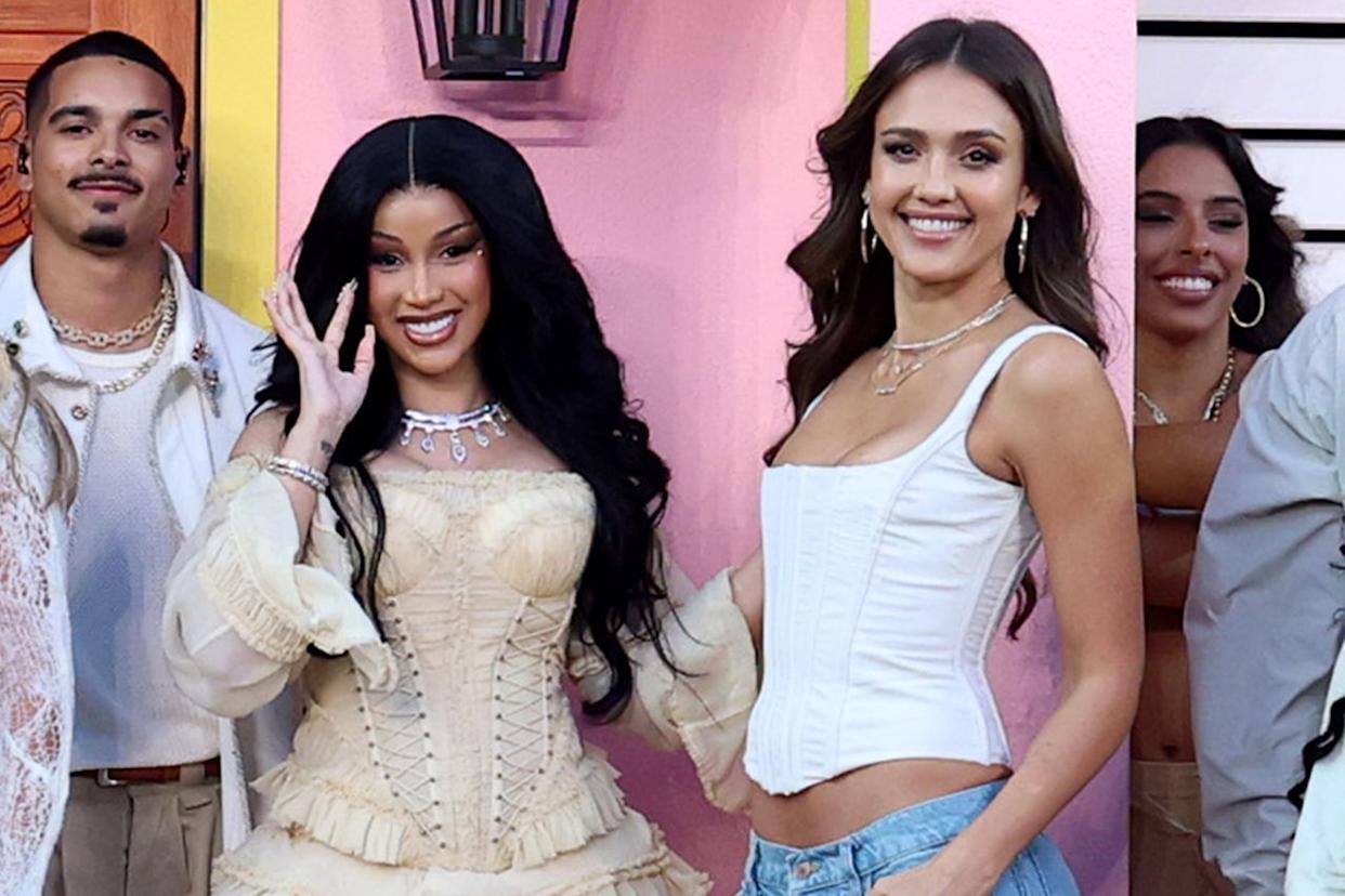 Cardi B and Jessica Alba at the Super Bowl LX halftime show at Levi's Stadium in Santa Clara, Calif., on Feb. 8, 2026 Kevin Mazur/Getty