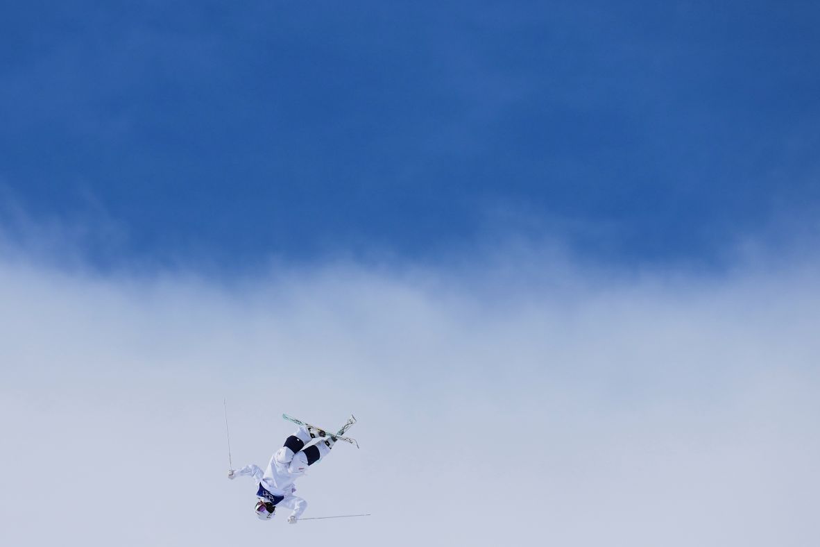 Jaelin Kauf competes in the moguls on February 11. She finished with the silver medal.
