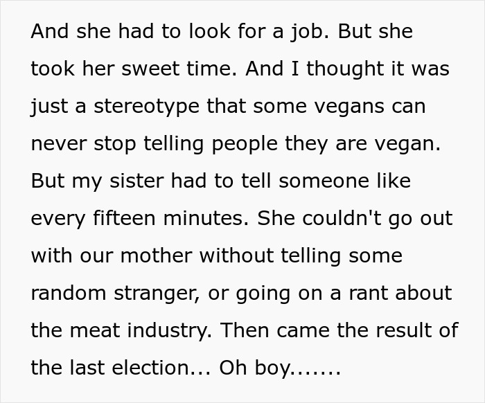 Text excerpt discussing a woman’s parenting conflict involving her brother meddling and her kids seeking his help.