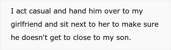 Text excerpt about a dad ensuring a friend stays away from his autistic baby to keep him safe. Text excerpt about a dad ensuring a friend stays away from his autistic baby to keep him safe.