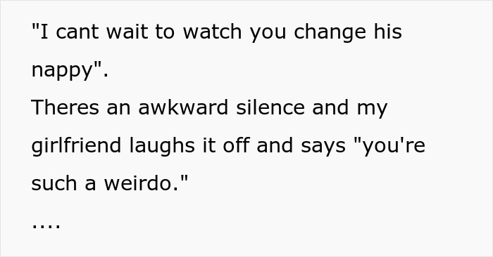Text excerpt about a mom laughing off a creepy comment while dad is protective of their autistic baby. Text excerpt about a mom laughing off a creepy comment while dad is protective of their autistic baby.