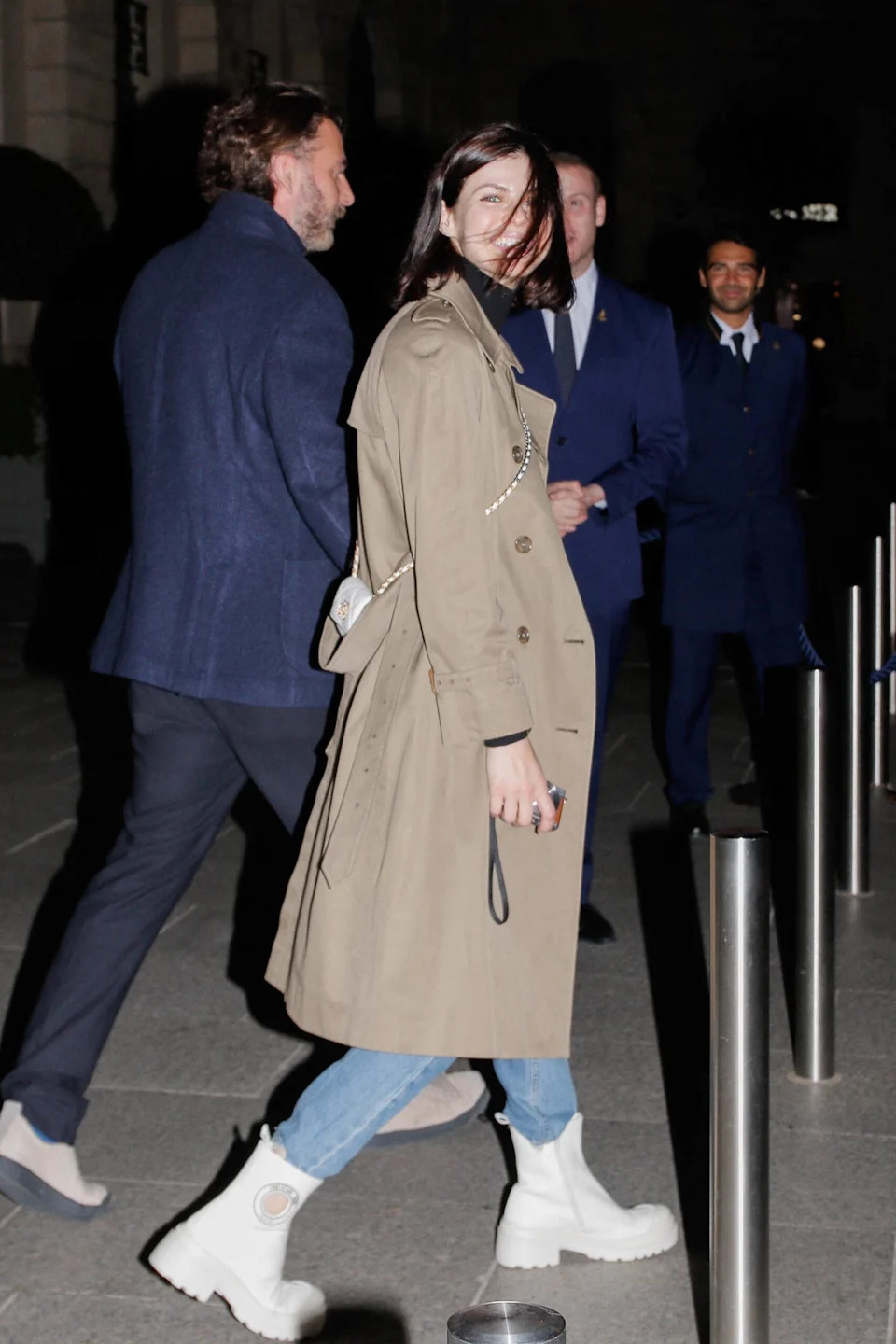 Alexandra Daddario and her husband Andrew Form leaving their hotel during Paris Fashion Week
