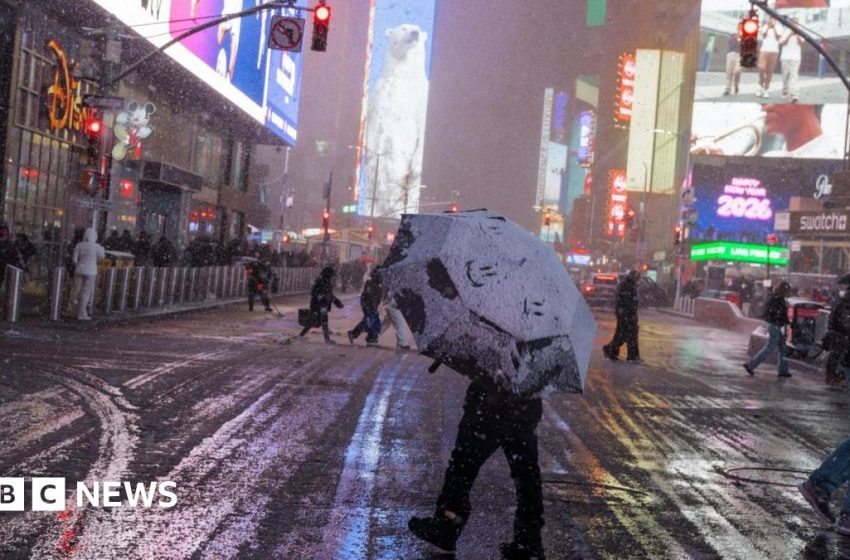  New York City bans most travel as blizzard hits, with thousands of flights cancelled across US