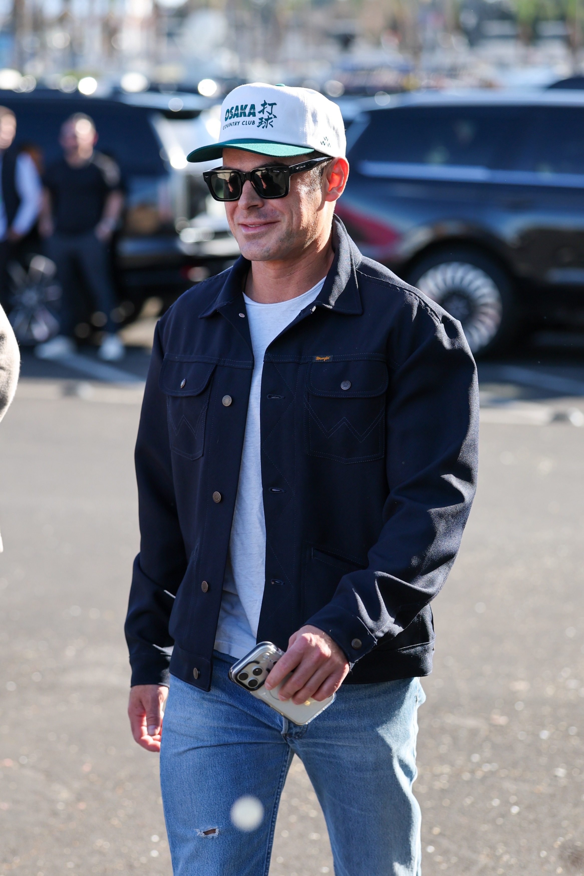 Zac Efron attends Super Bowl 60 