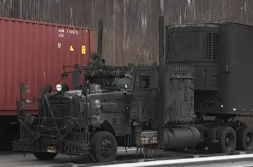  Unbelievable semi truck spotted in New Jersey looks like it was built for a zombie apocalypse