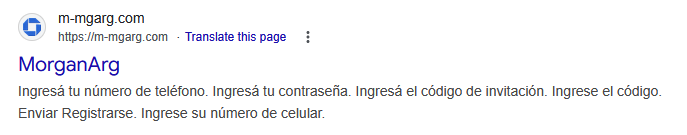Figure 2. Google’s cached data for the fake website