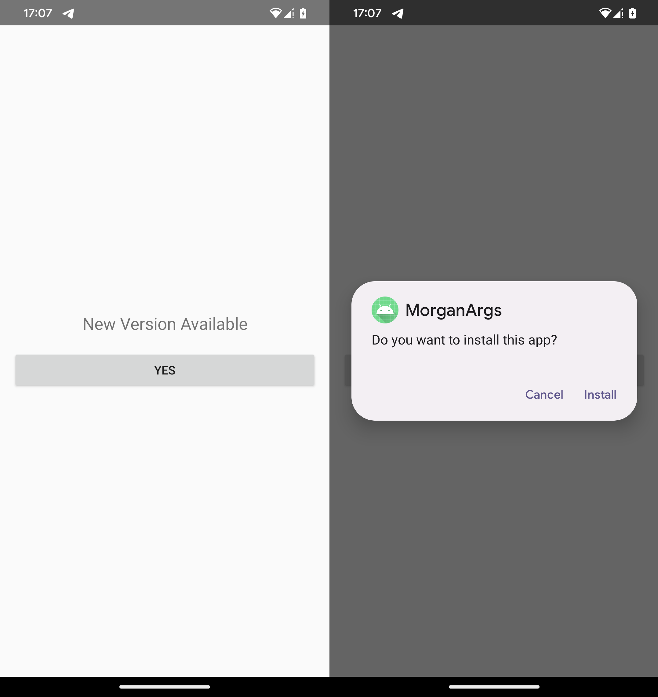 Figure 9. Malware’s initial screen that requests to install PromptSpy payload