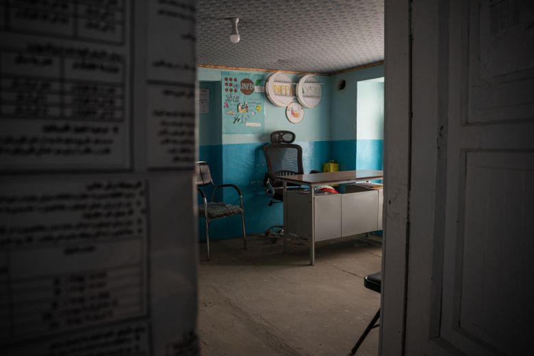 The clinic of Larga, Afghanistan, sits empty in August 2025 since its closure due to US funding cuts, which has left locals in the remote village cut off from health services.