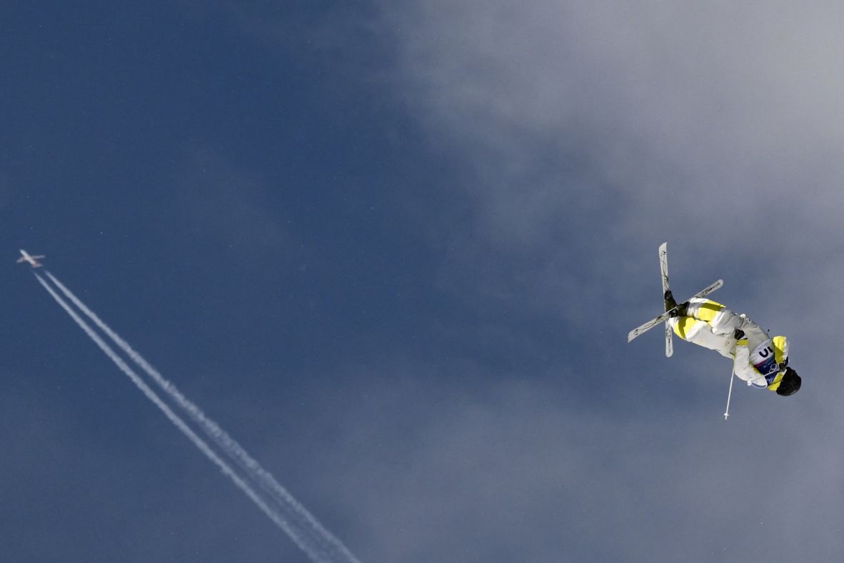 Kazakhstan's Pavel Kolmakov competes in the freestyle skiing men's dual moguls on February 15.