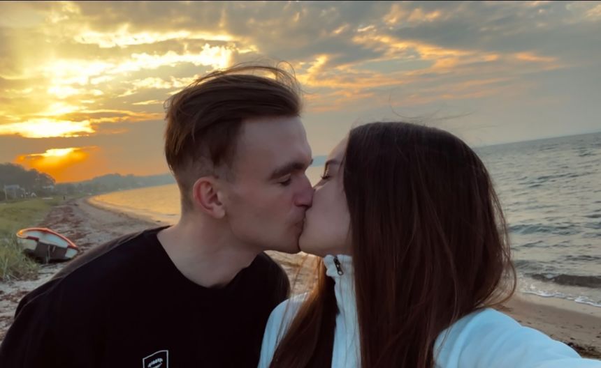 Iryna Ivanova with her husband.