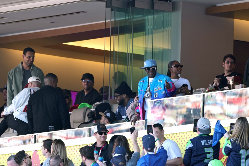 Ty Dolla $ign and Flava Flav at Super Bowl LX between the New England Patriots and the Seattle Seahawks at Levi's Stadium on February 08, 2026 in Santa Clara, California.