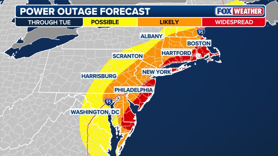Power outage outlook through Tuesday(FOX Weather)