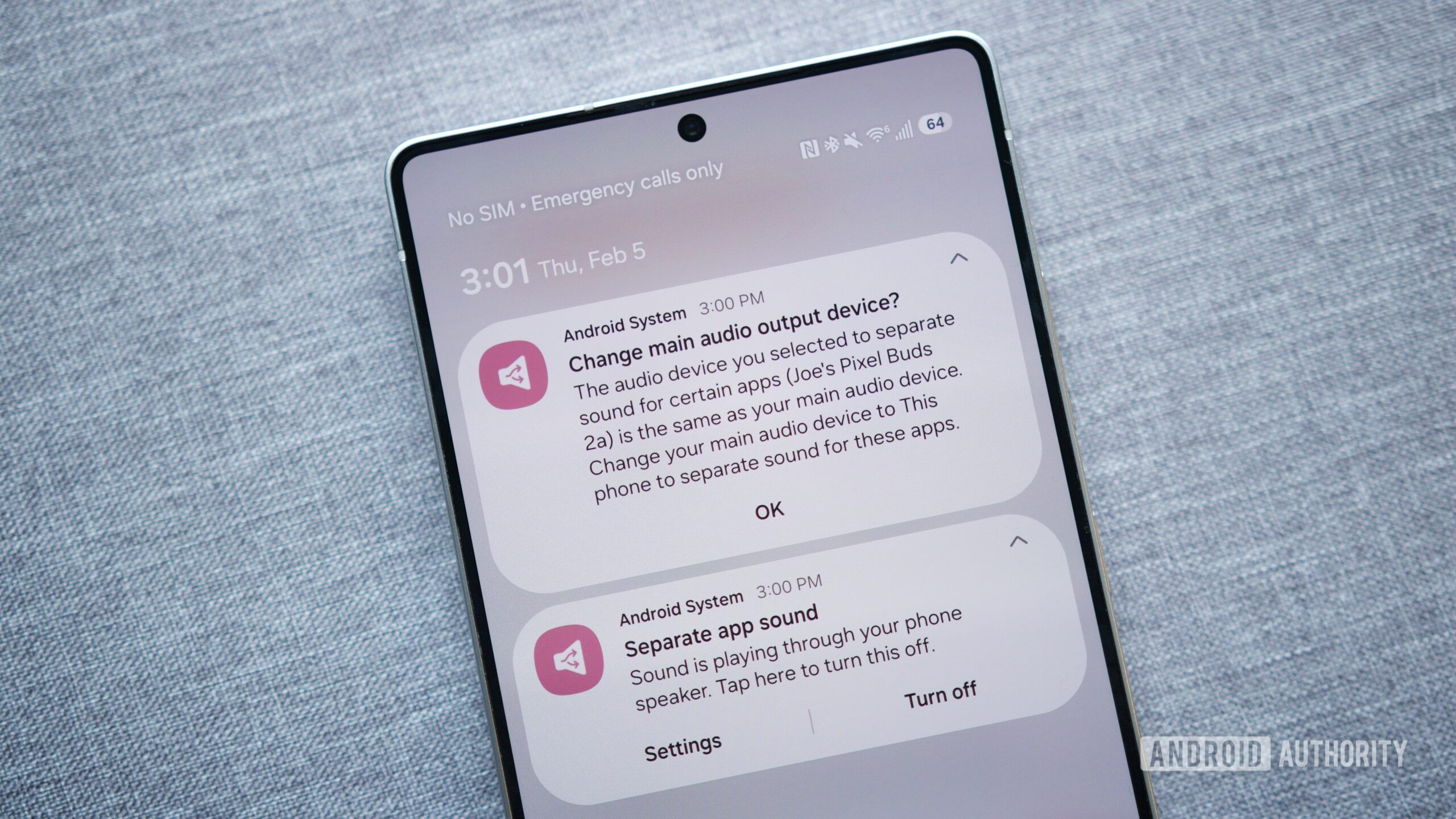 Separate App Sound notification on a Samsung phone.
