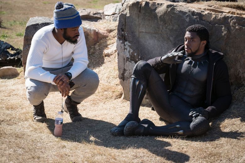 Ryan Coogler and Chadwick Boseman on the set of the 2018 film