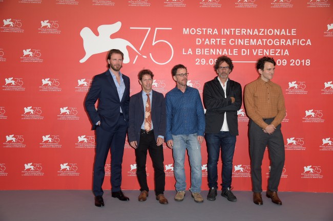 Joel Coen, Ethan Coen, Tim Blake Nelson, Bill Heck, Harry Melling'The ballad of Buster Scruggs' photocall, 75th Venice Film Festival, Italy - 31 Aug 2018