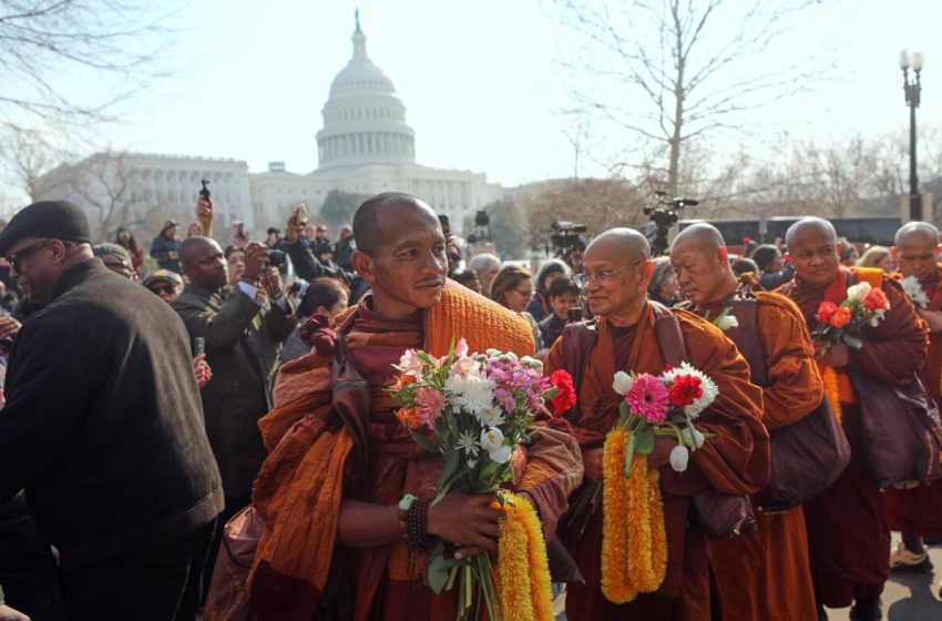  These Buddhist monks’ walk for peace captivated Americans. It ends this week : NPR