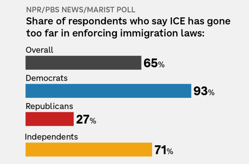  Most Americans say ICE has ‘gone too far’ in immigration enforcement : NPR