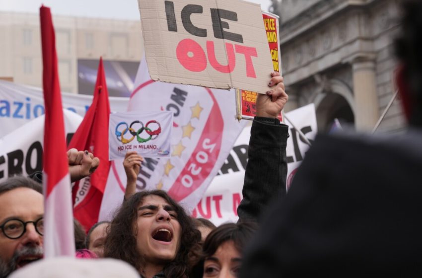  Demonstrators in Milan protest US agents at Winter Olympics