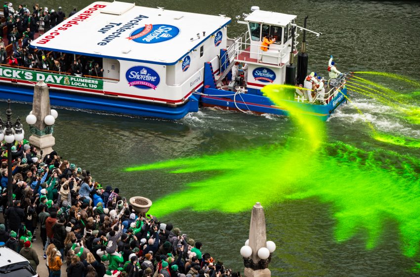  Chicago River Dyed Green To Mark St. Patrick’s Day 2026