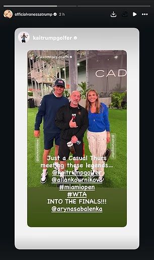 Vanessa Trump shares Instagram photos days after Tiger Woods’ DUI arrest in Florida. Her post, featuring daughter Kai, avoids mentioning the crash.