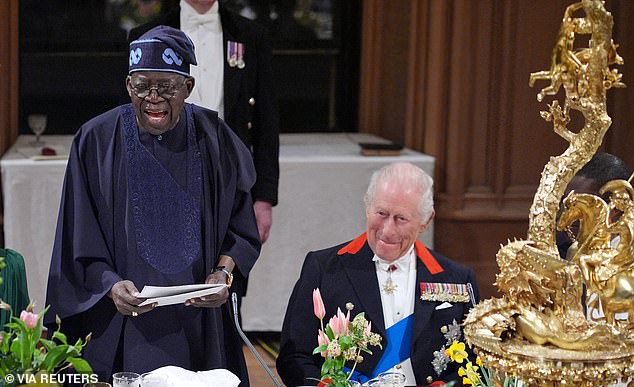 The King smiled as President Tinubu rose to make his own address to the room
