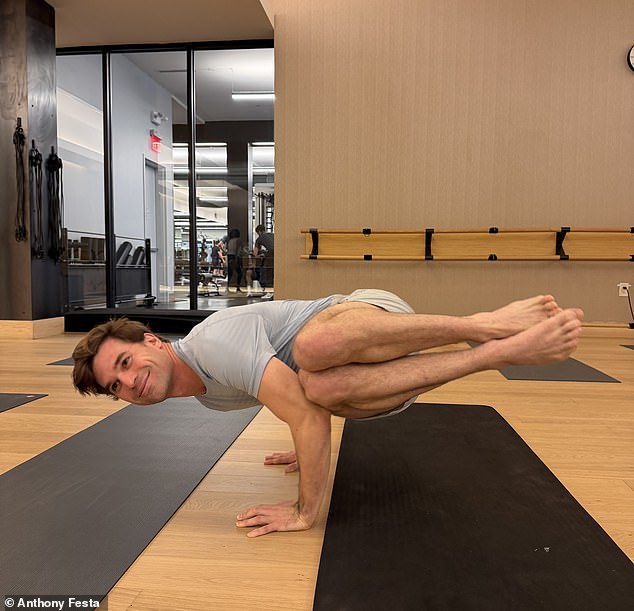 Festa pictured working out at Equinox. He told the Daily Mail: ‘It’s definitely more aggressive in the city. I was a little spooked at first, some people were just kind of following me around'