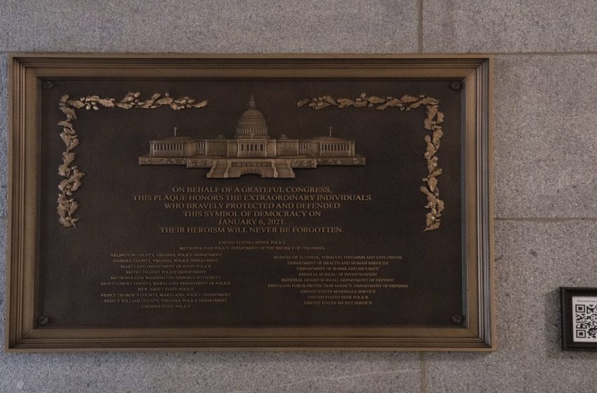  Jan. 6 plaque honoring police officers quietly installed at the Capitol after 3-year delay