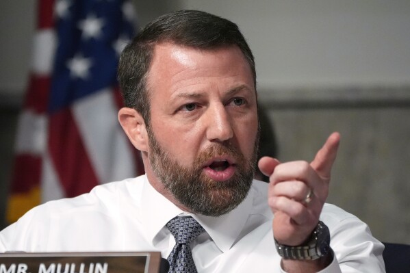 Sen. Markwayne Mullin, R-Okla. speaks during a Senate Armed Services Committee hearing, Jan. 14, 2025, on Capitol Hill in Washington. (AP Photo/Jacquelyn Martin, File)