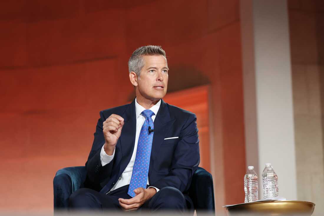 WASHINGTON, DC - MARCH 11: U.S. Secretary of Transportation Sean Duffy speaks during a panel at the BlackRock Infrastructure Summit on March 11, 2026 in Washington, DC. The global investment management company held the summit consisting of leaders from government, business, and labor to address expanding U.S. infrastructure. (Photo by Anna Moneymaker/Getty Images)