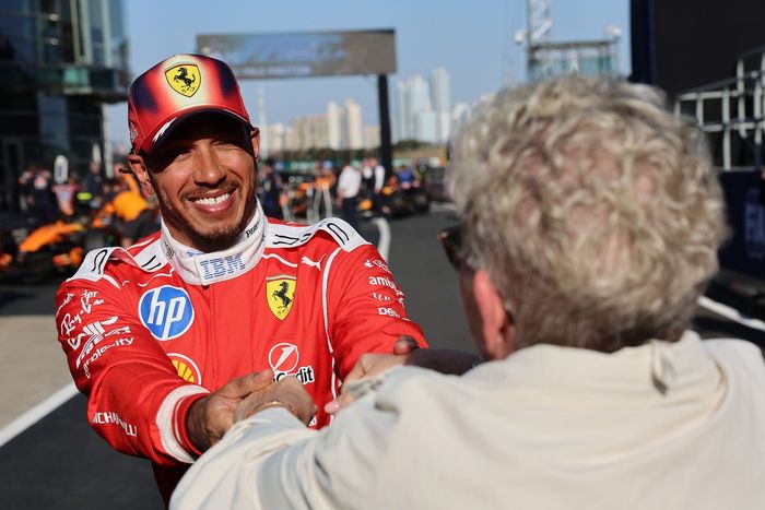 Lewis Hamilton, Ferrari with his mother Carmen Lockhar